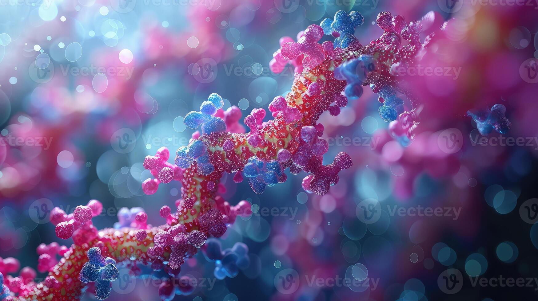A close up of a pink and blue flower photo