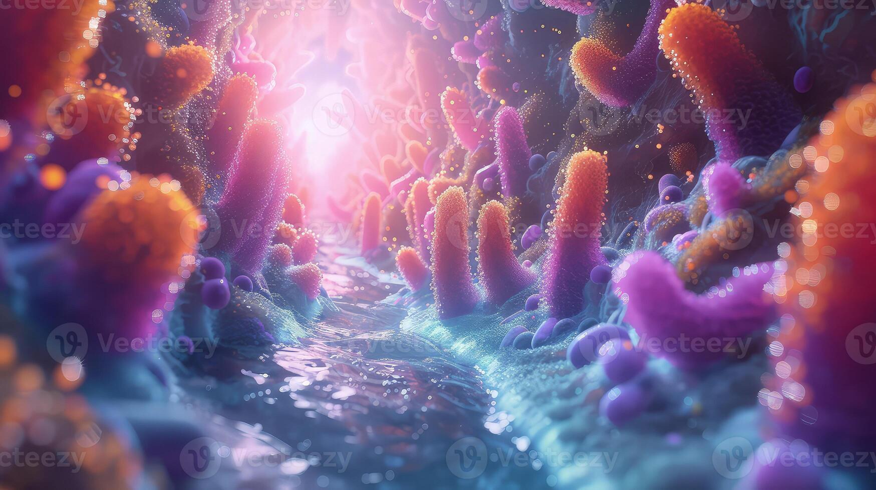 A colorful underwater scene with a stream of water photo