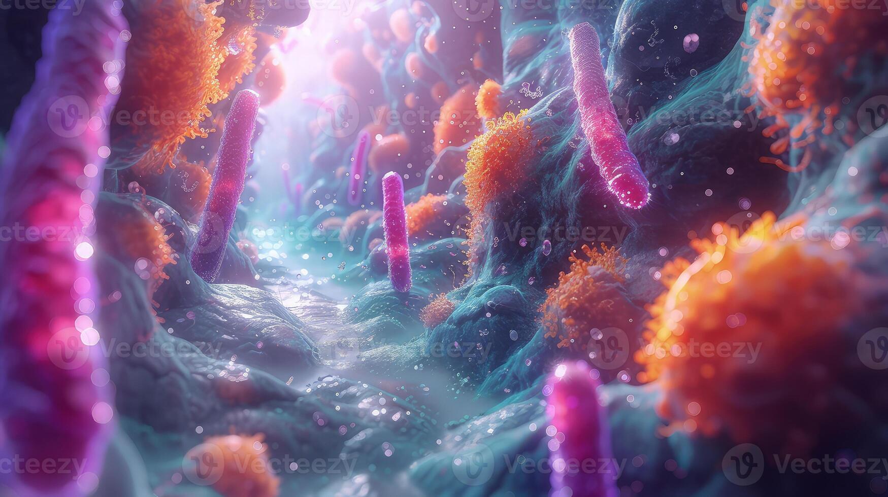 A colorful image of bacteria and other organisms photo