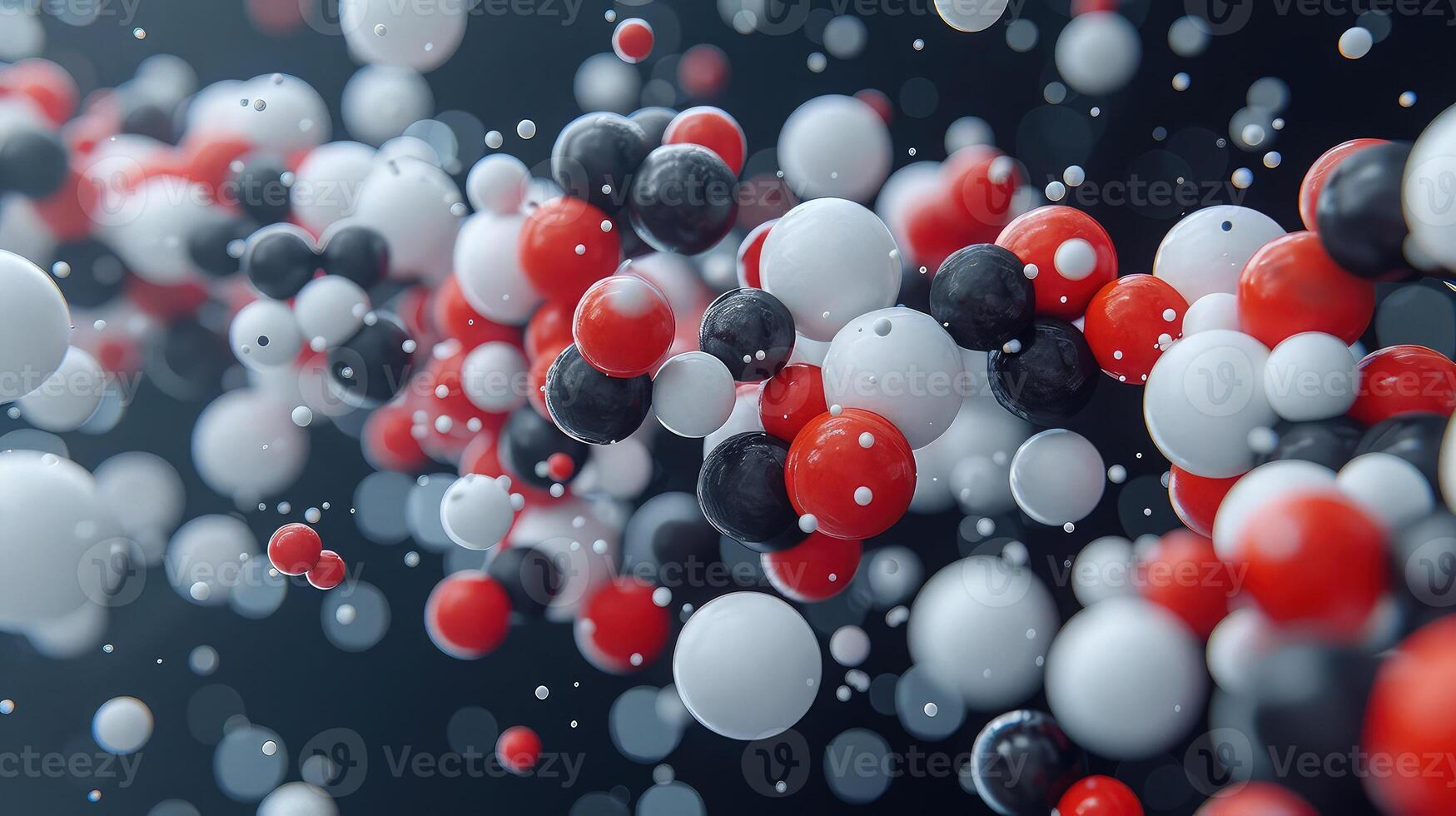 A bunch of red, white and black spheres photo