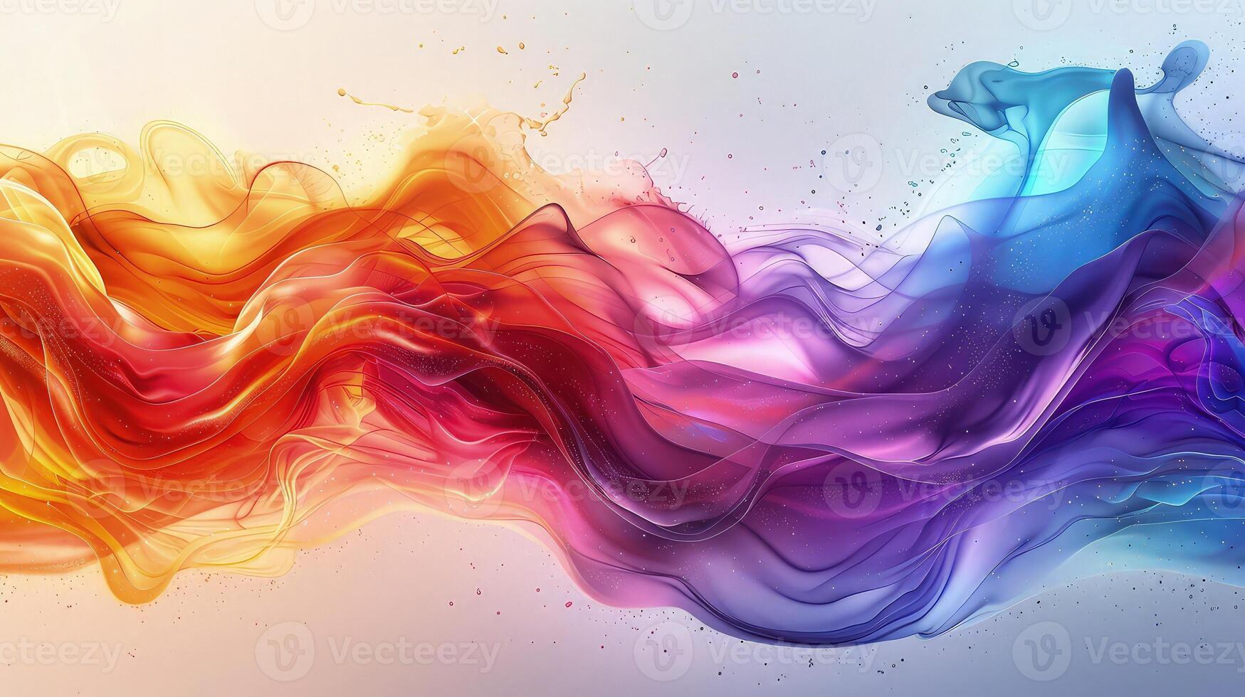 Colorful liquid flowing in a wave on a white background photo