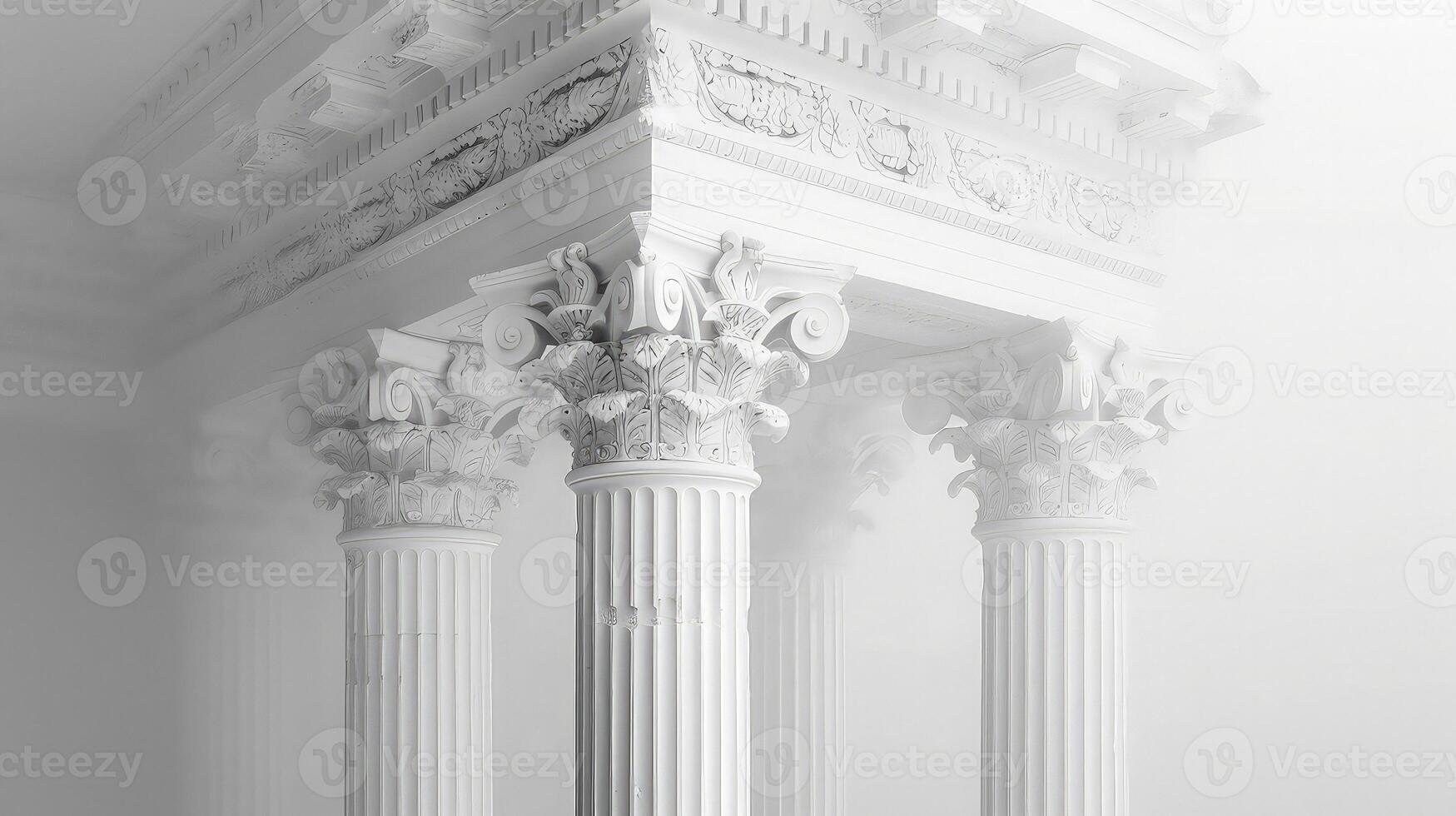 A white building with columns and pillars photo