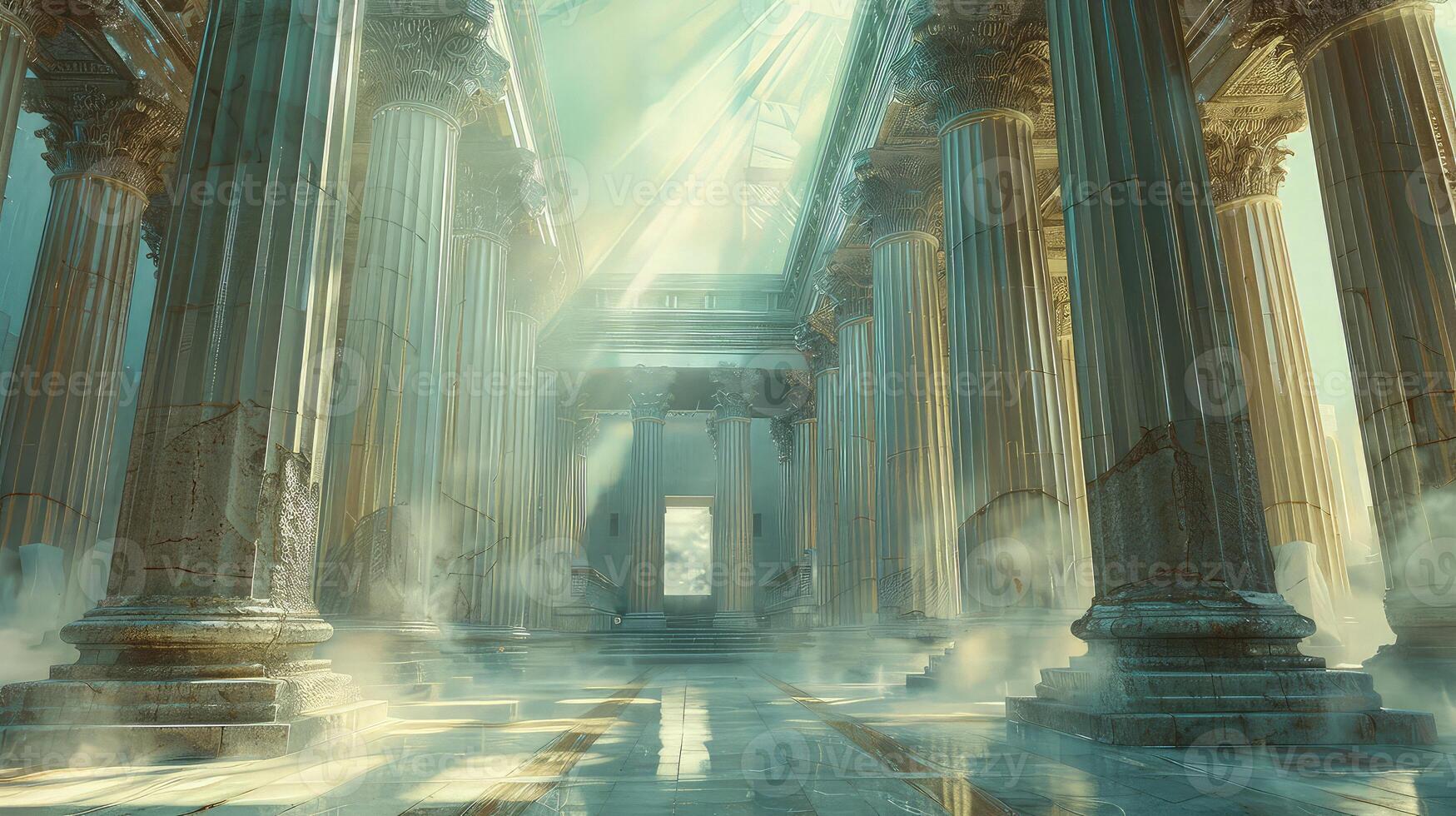 A large room with columns and pillars photo