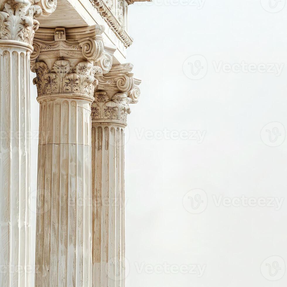 A group of columns in front of a building photo