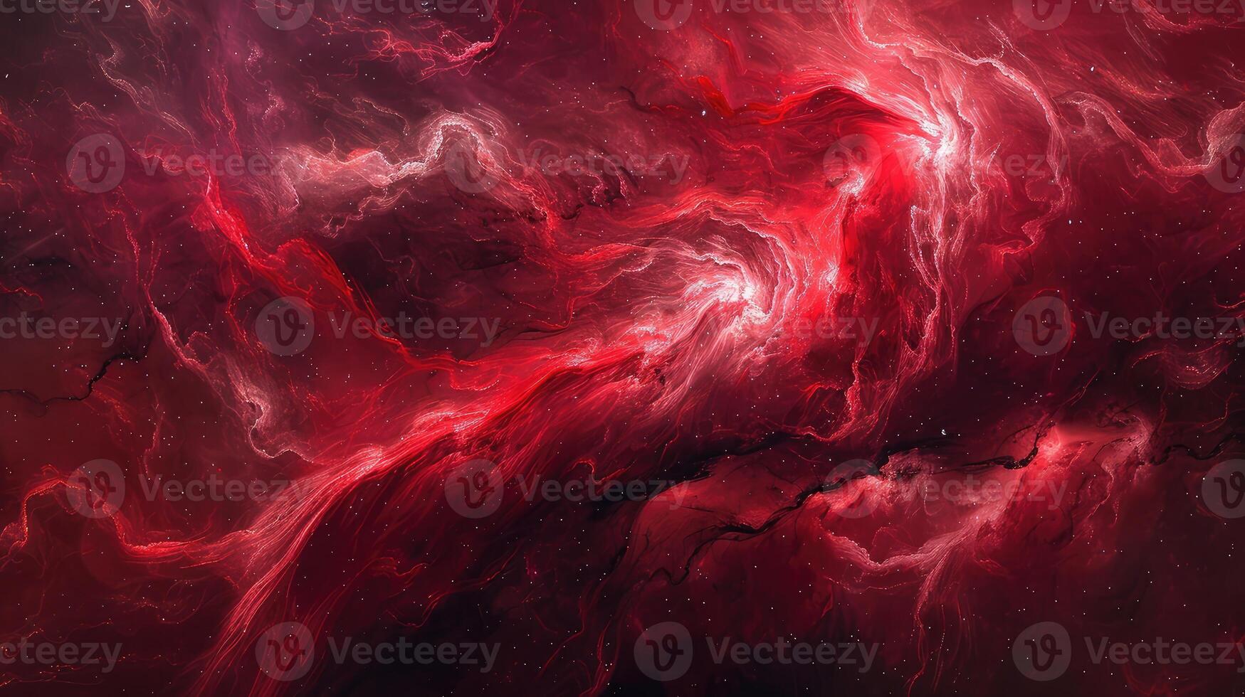 Scarlet smoke swirls, intensity on black background. photo