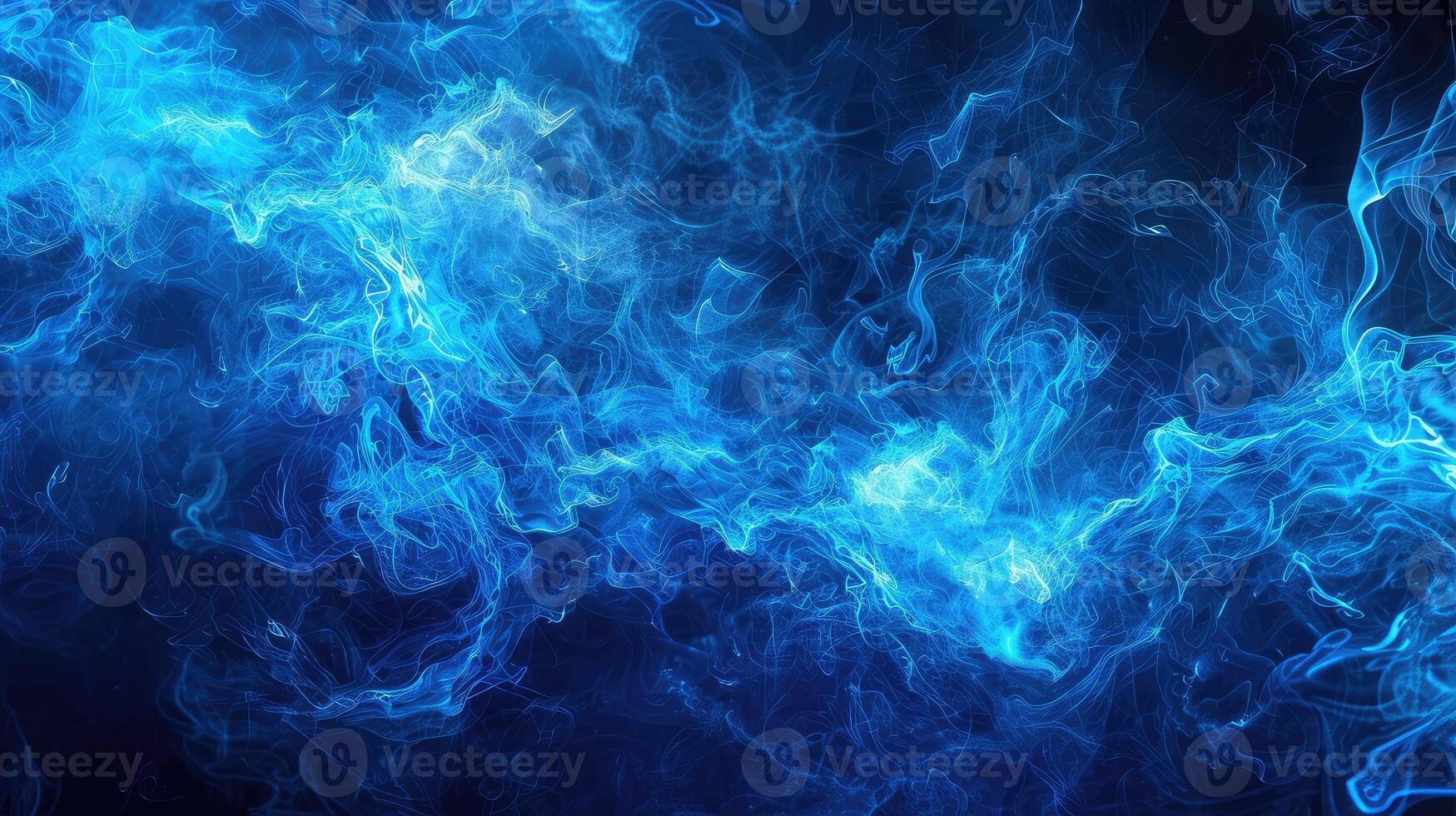 Captivating Veils of Dynamic Vibrant Blue Smoke Amidst Profound Blackness Evoking Tranquility and Intrigue photo