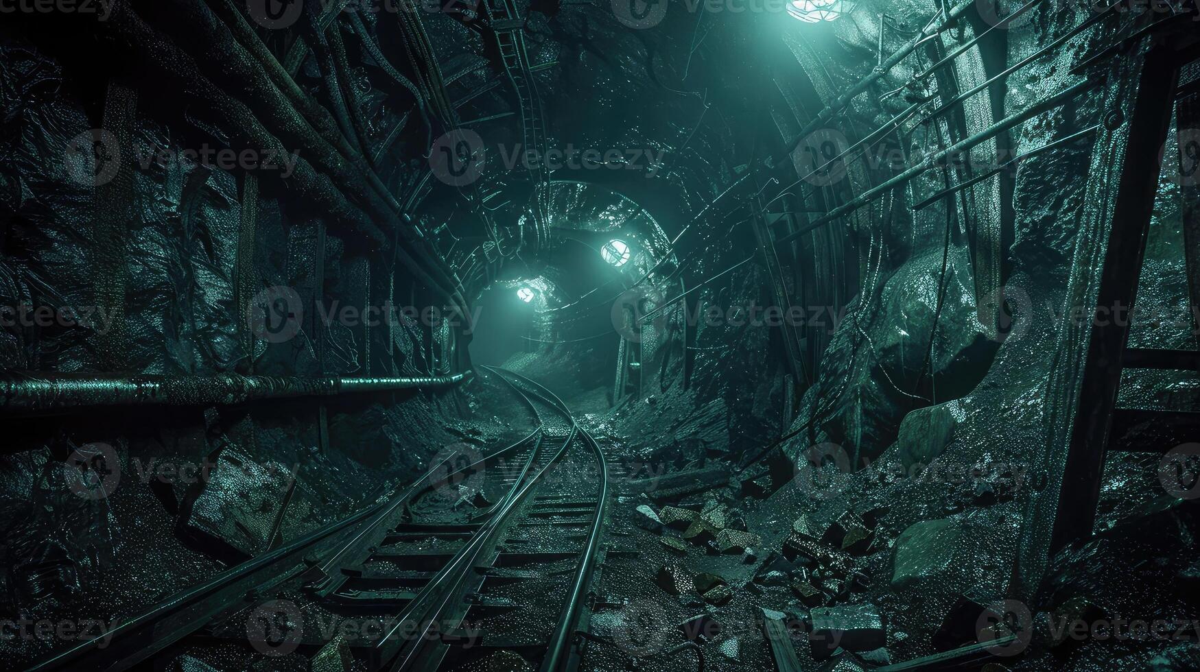 Immersive Tunnel Trek Exploring a Miners Journey Through Dynamic Underground Passages photo