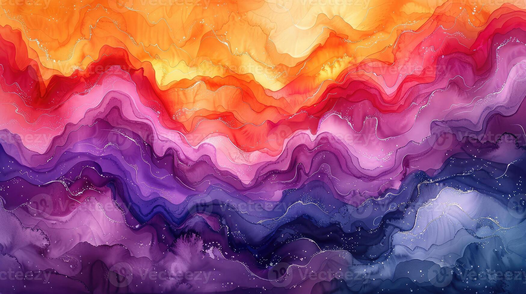 Vivid Symphony of Colors Highlighted in Dynamic Abstract Watercolor Waves photo