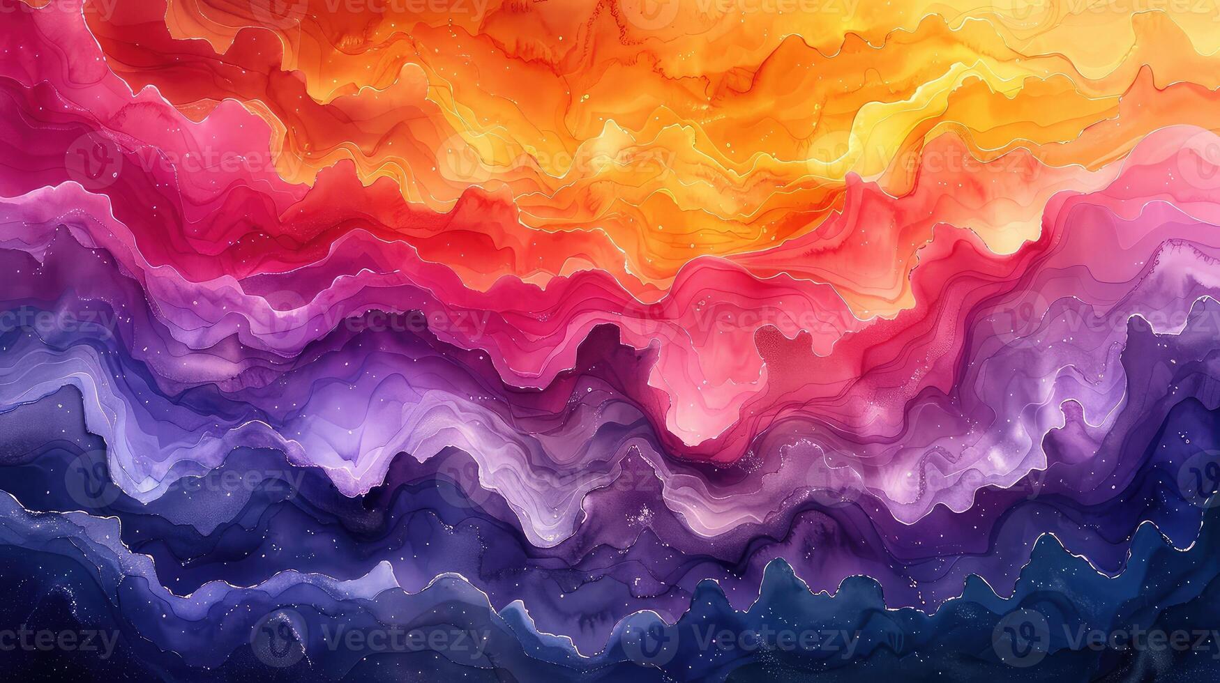 Dynamic Abstract Watercolor Waves Showcasing a Vivid Symphony of Colors photo