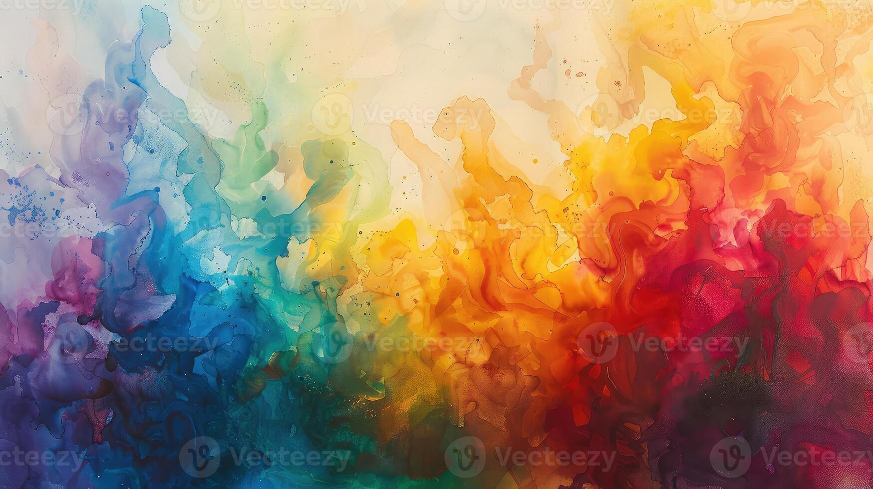 Dynamic Spectrum of Colors Painted in Energetic Watercolor Abstract Style photo