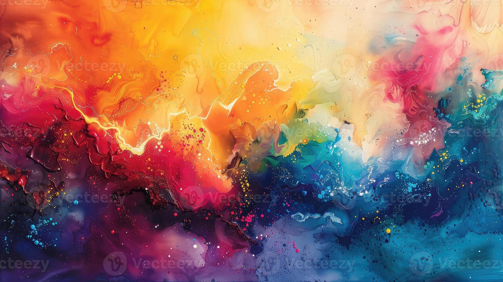 Energetic Canvas Featuring Dynamic Watercolors in an Abstract Color Explosion photo