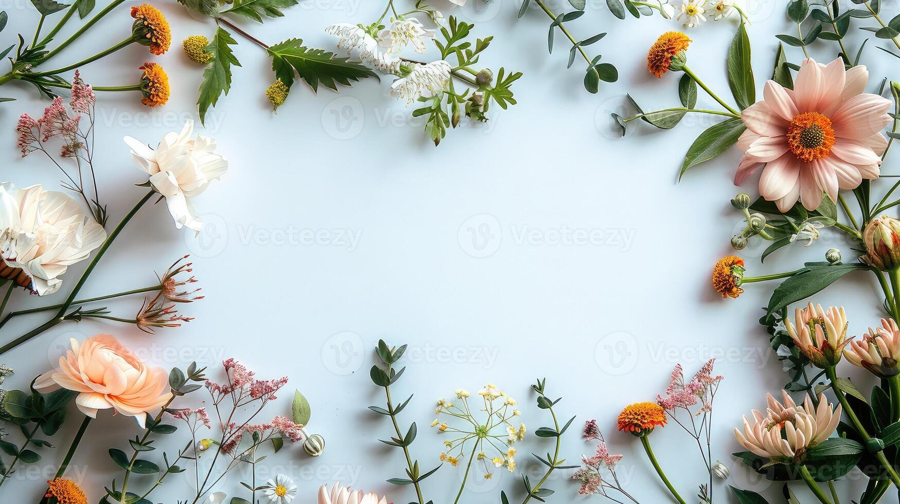 Elegant Floral Display Creating a Blank Space on a Captivating White Surface photo