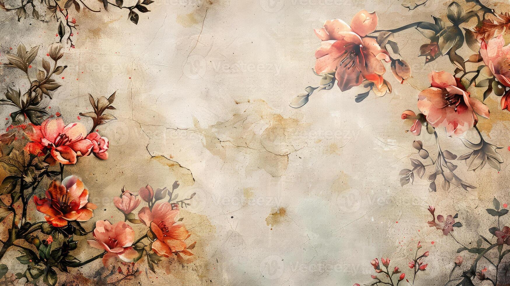Dynamic Watercolor Blooms Crafting a Whimsical and Charming Postcard Template photo