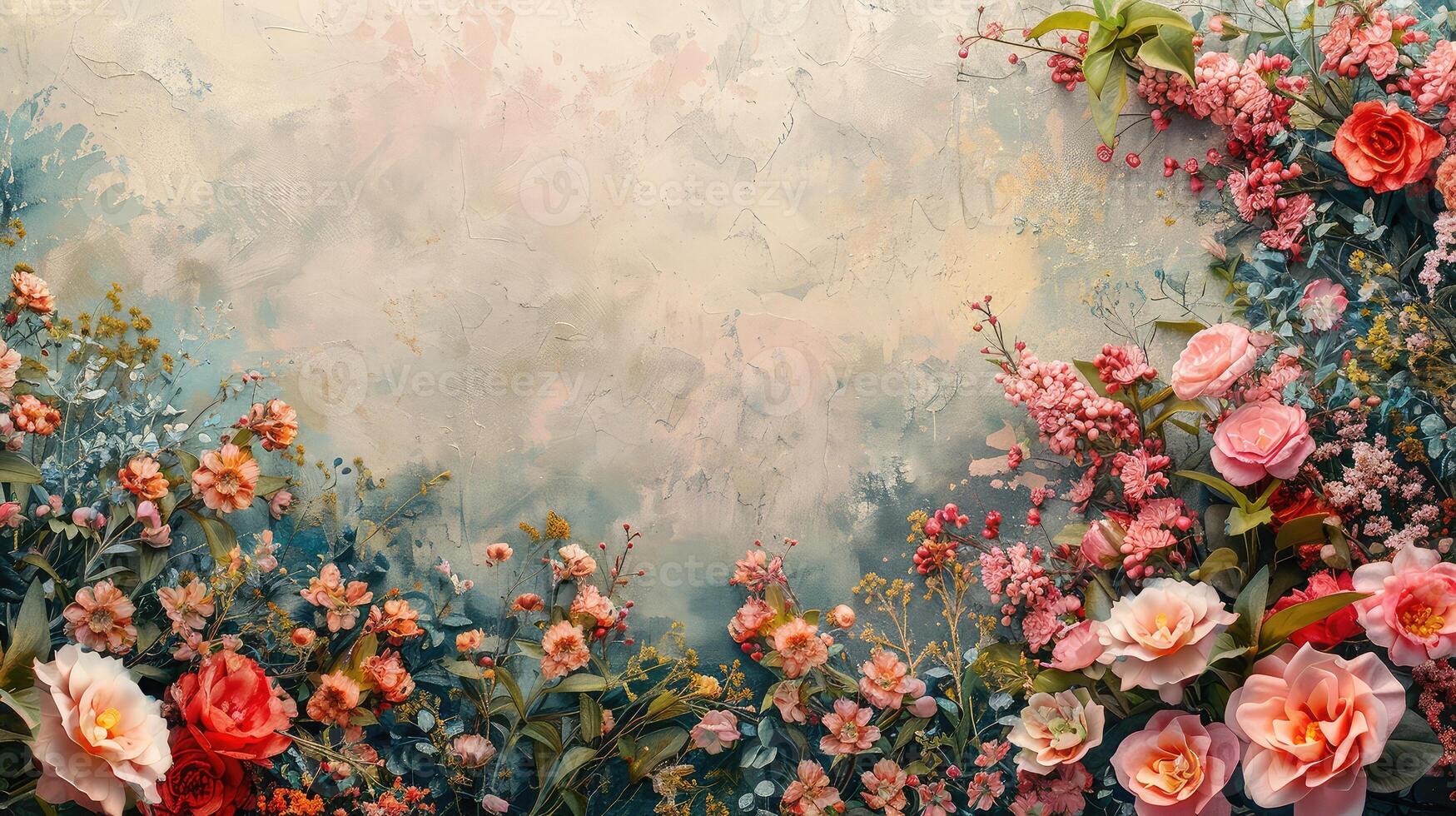 Artistic Postcard Template with Delicate Flower Borders for a Personal Touch photo