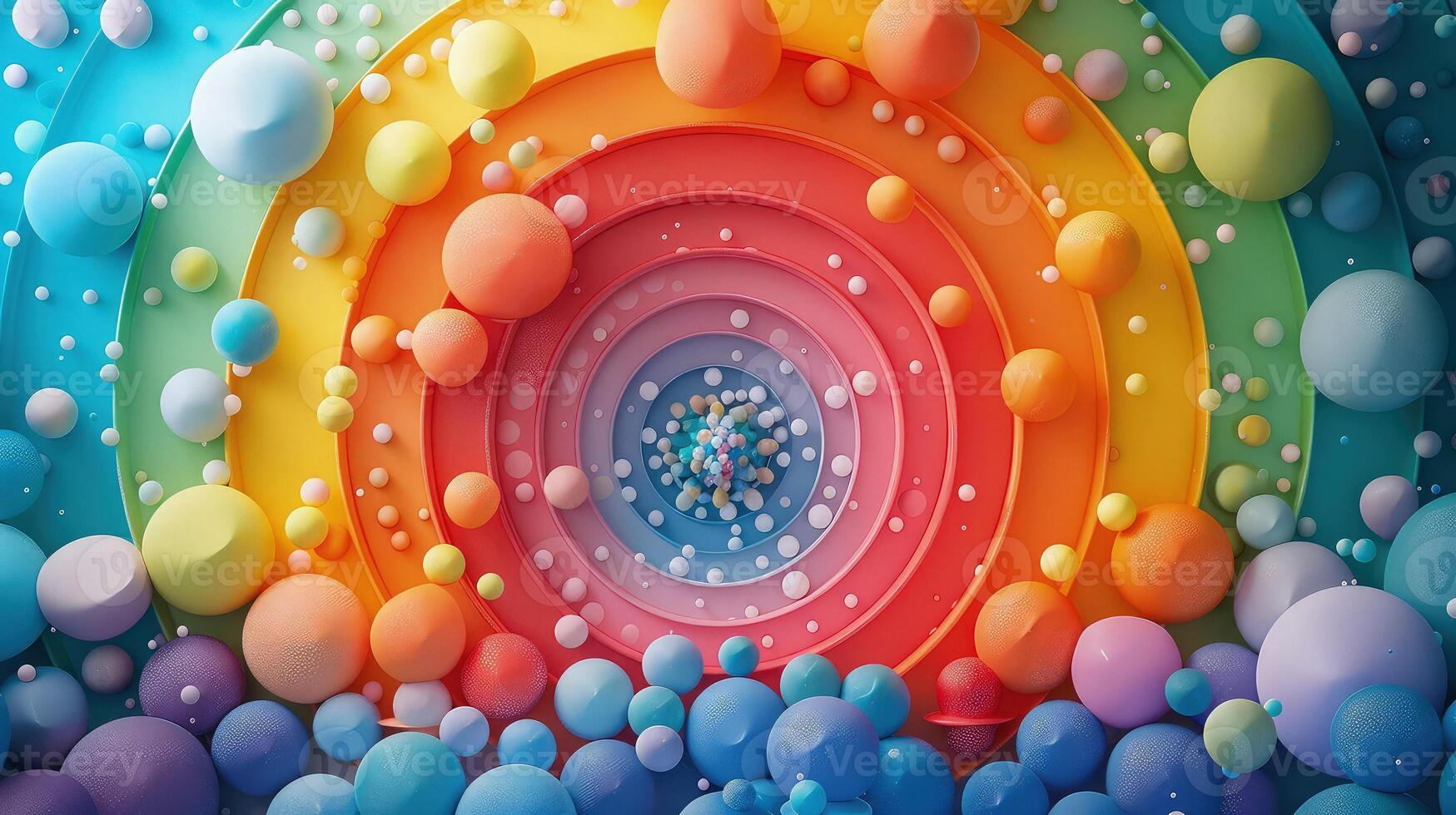 Abstract Display of Enchanting Rainbow Circles and Dynamic Clay Textures photo
