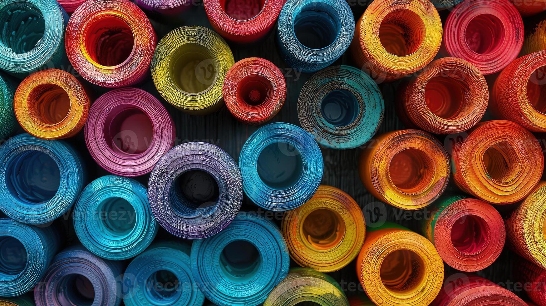 A vivid portrayal of circular stems in a colorful and detailed 3D art display photo