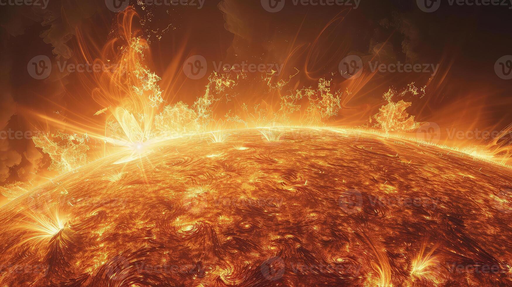 A mesmerizing view of solar flares and prominences in the Sun's radiant performance photo