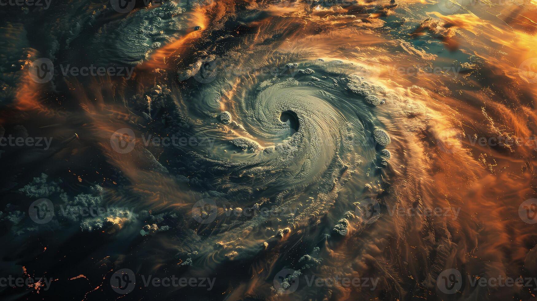 A mesmerizing aerial glimpse of a storm's swirling chaos in darkness photo