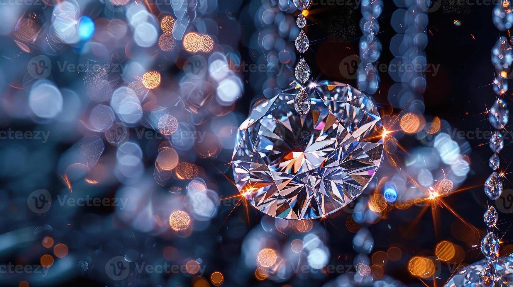 A mesmerizing view of clear crystals glowing gracefully on a dark background photo