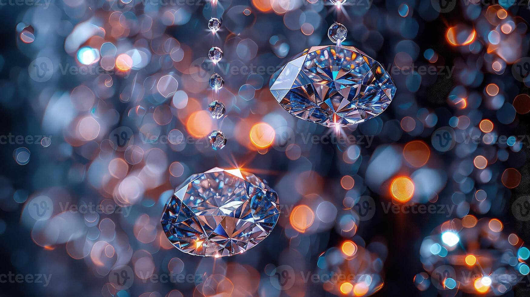 The brilliance of diamond-shaped crystals highlighted on a dark background photo