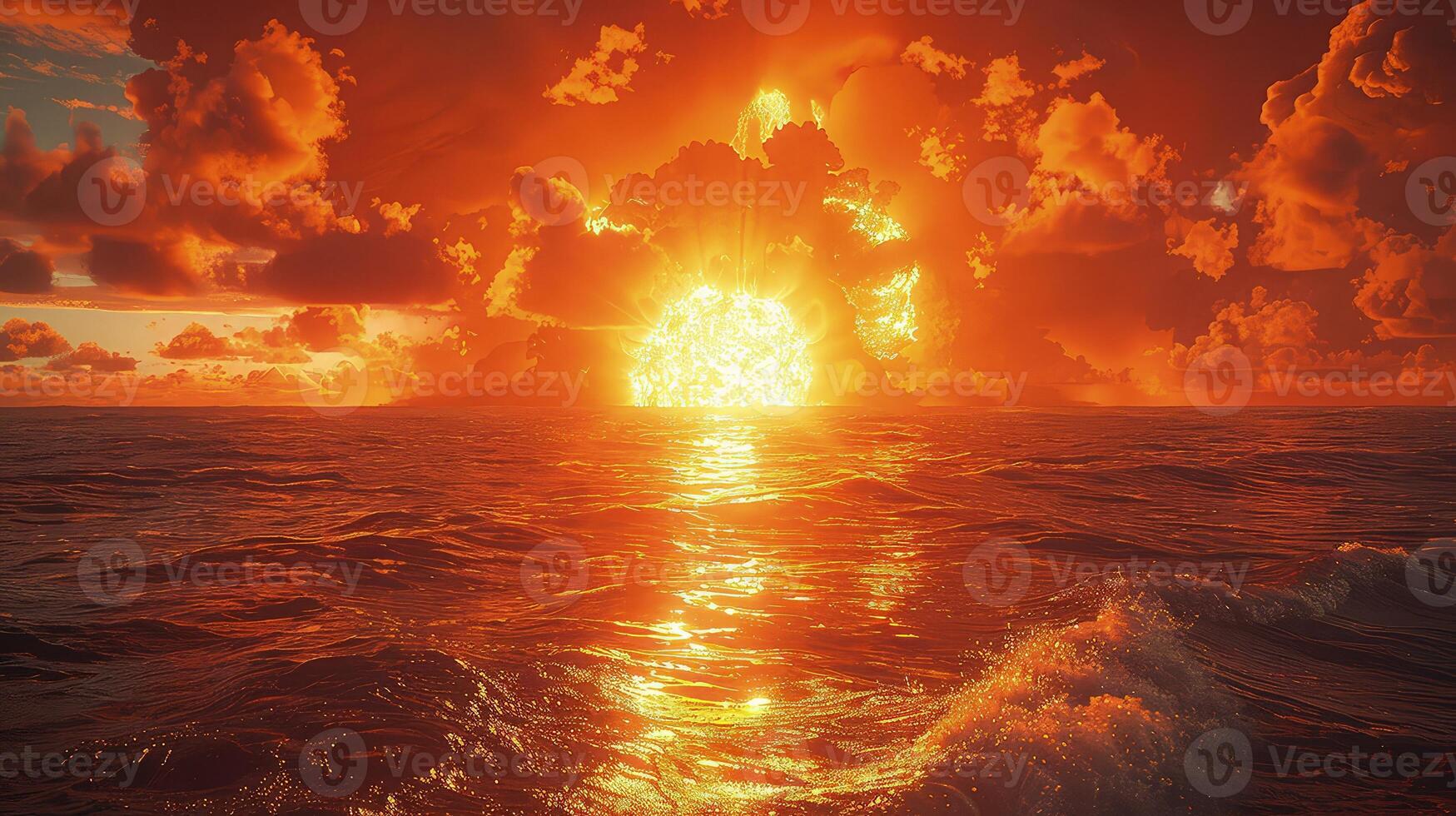 Oceanic chaos caused by the unleashed power of an atomic explosion photo