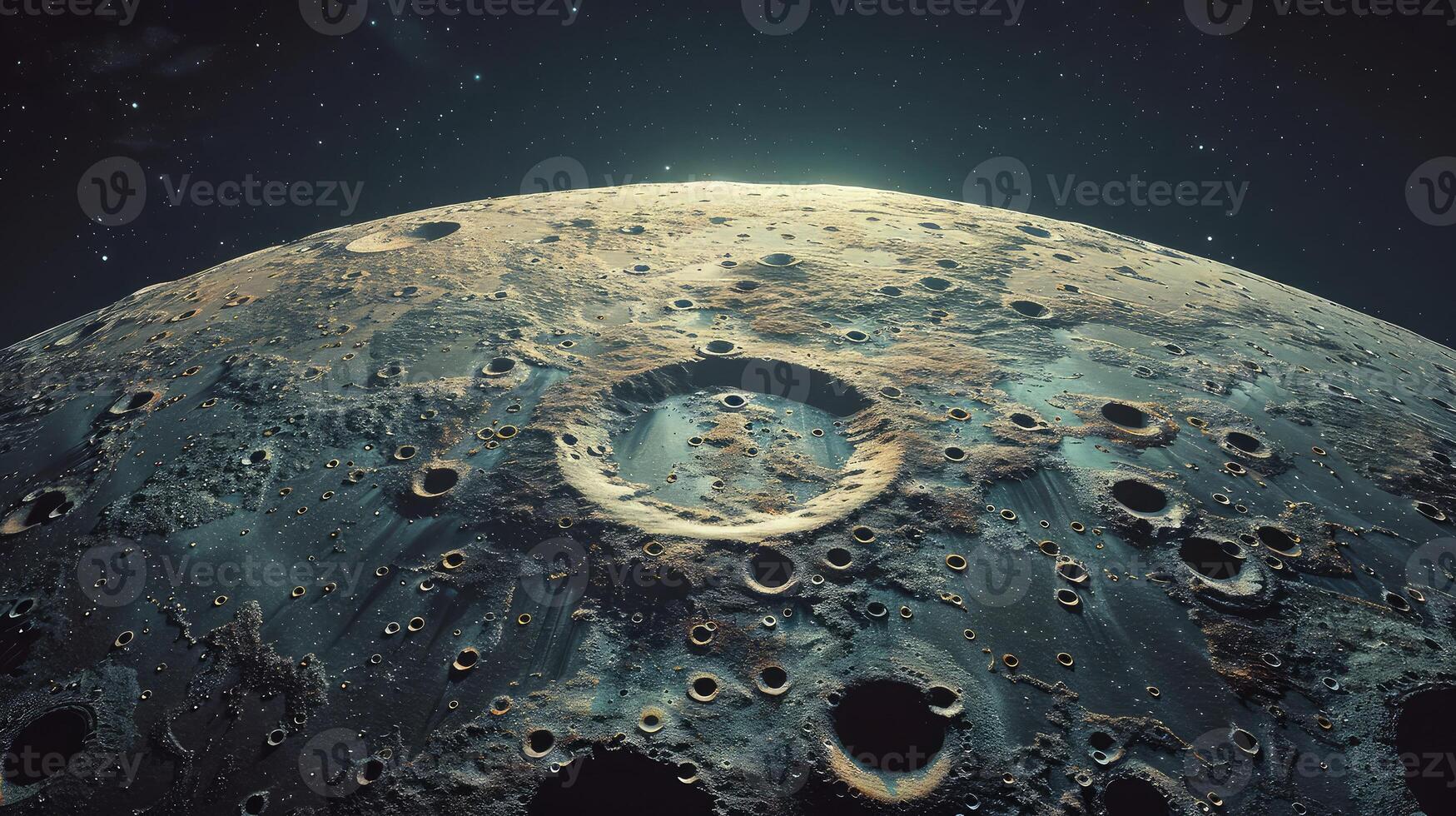 The Moon's unyielding terrain displayed from a celestial perspective photo
