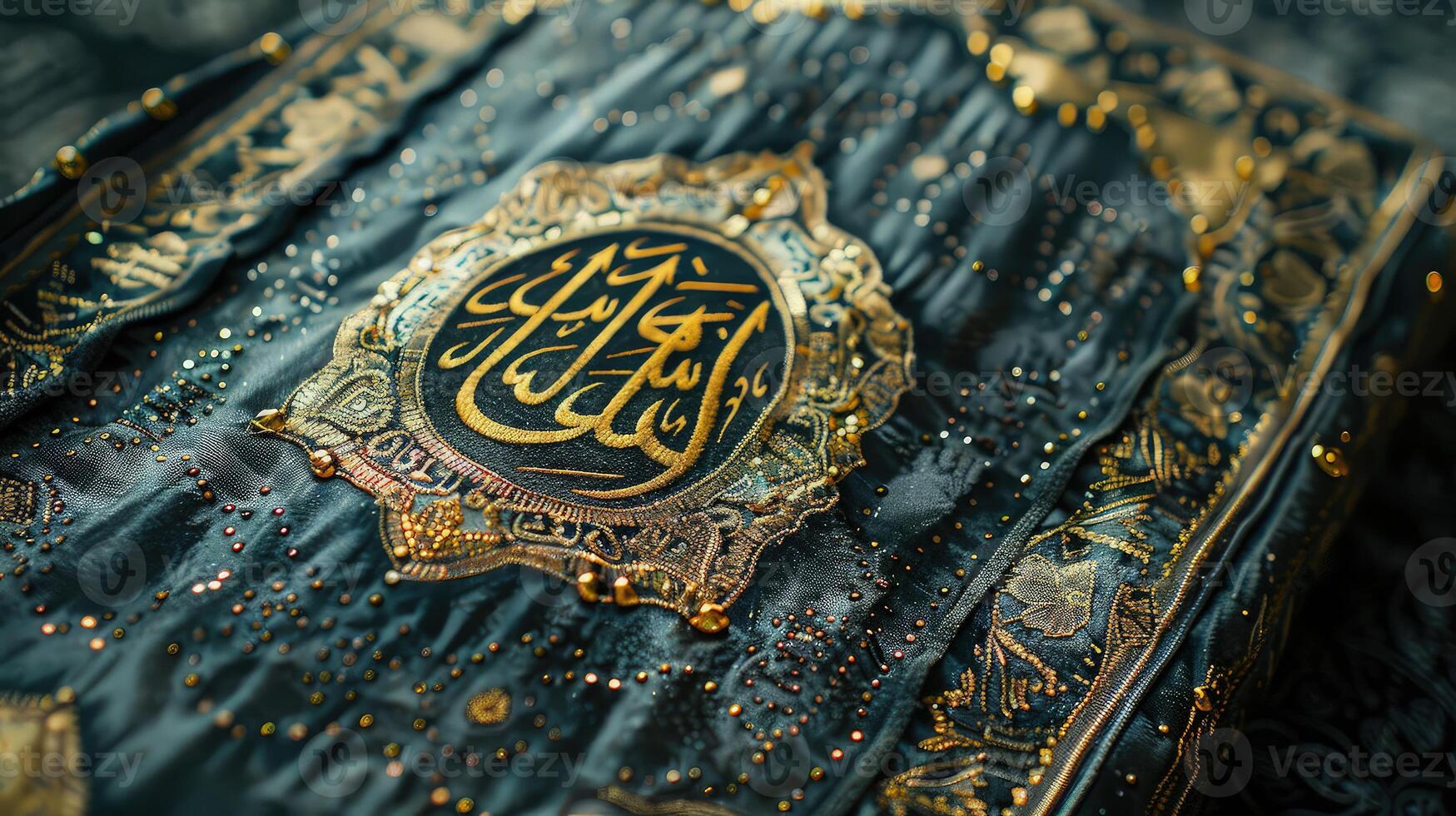 An Intricate View of the Kiswah Draping the Kaaba with Elegance photo