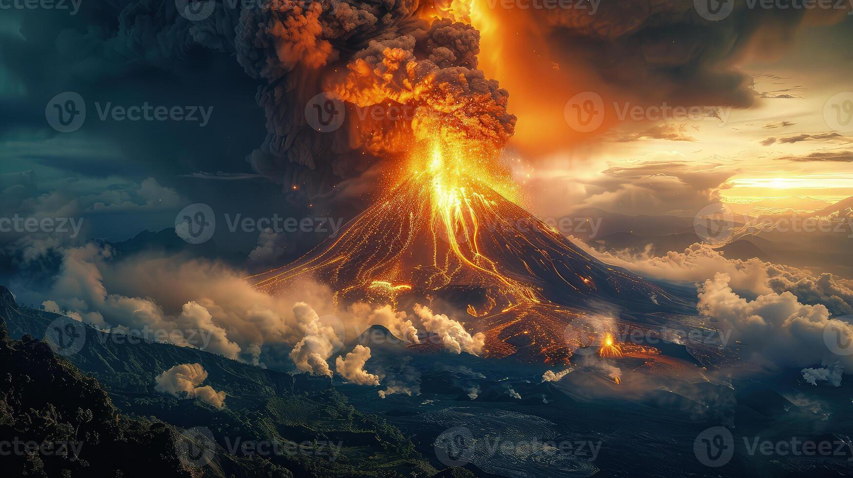 Intense Volcanic Eruption Showcasing Nature's Unstoppable Force photo