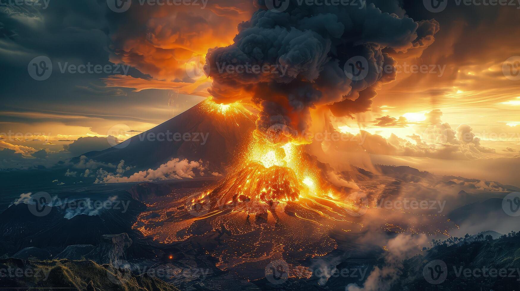 Fiery Cataclysm Capturing the Intense Power of a Volcanic Eruption photo
