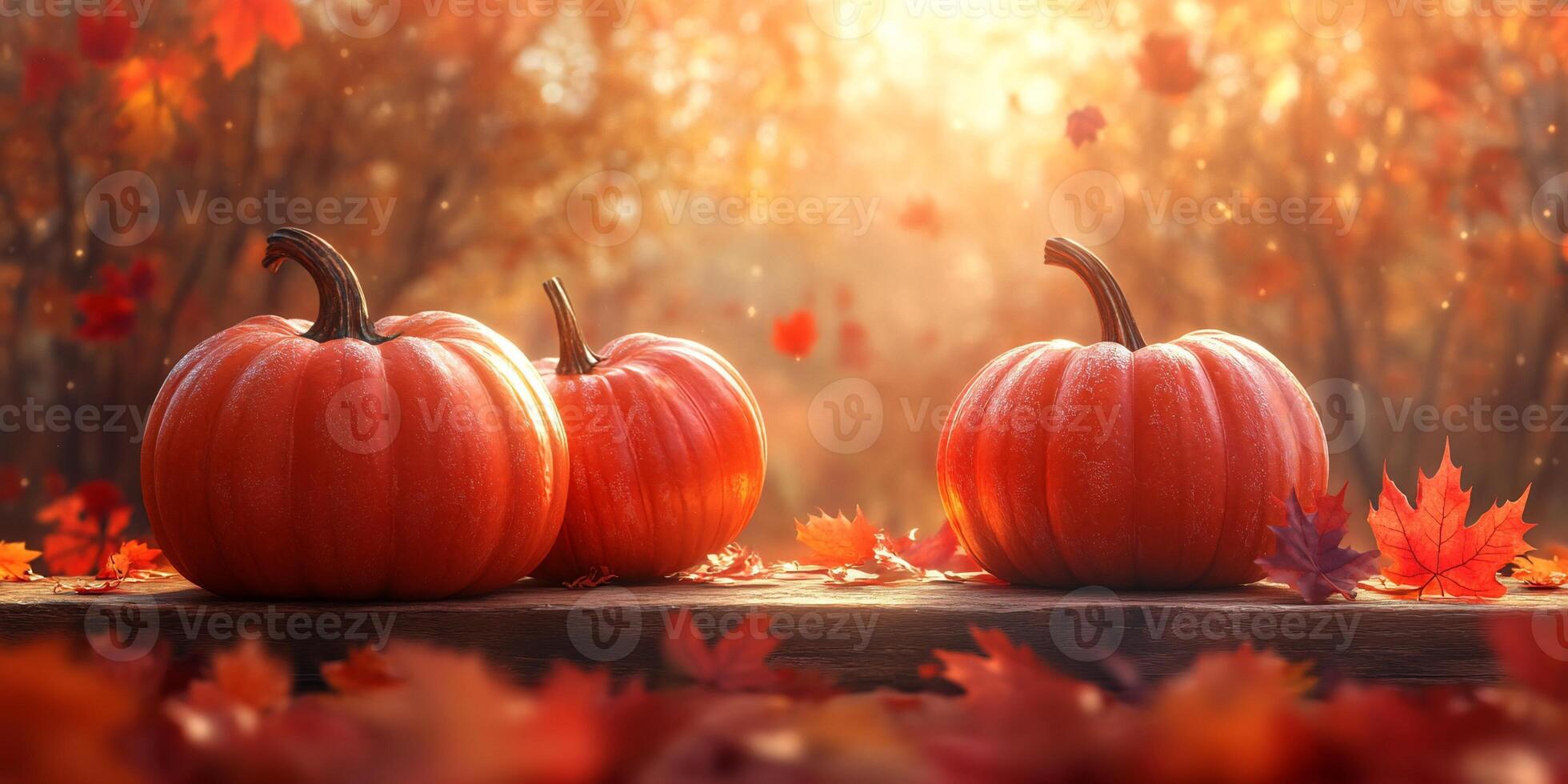 Autumn pumpkins on wood, fall leaves photofraphy photo