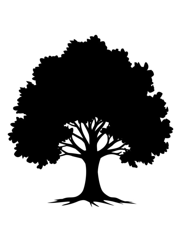 Black Trees and root with leaves symbol look beautiful and refreshing. Tree and roots LOGO style. vector