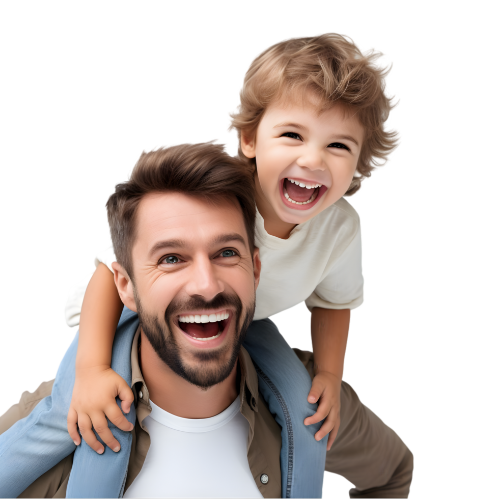 Joyful family bonding home lifestyle image bright environment eye-level view father and child together png