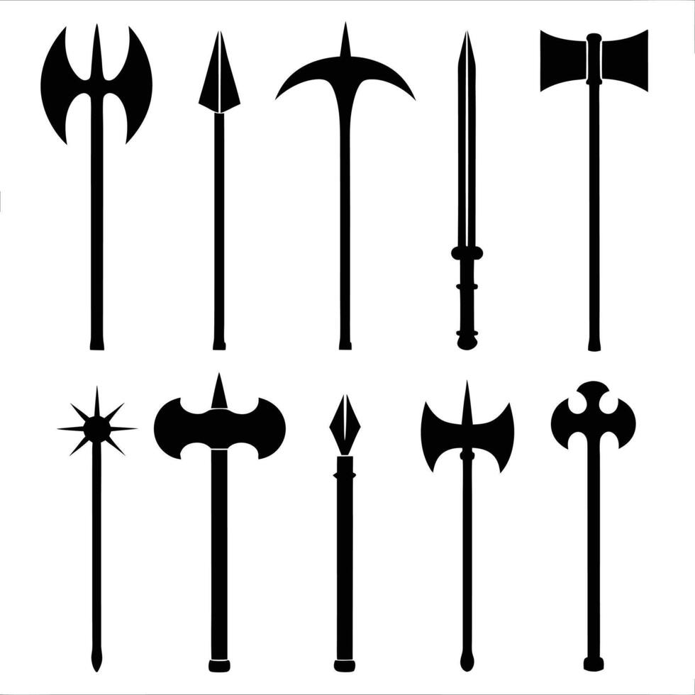 Medieval Weapon Silhouette Set vector