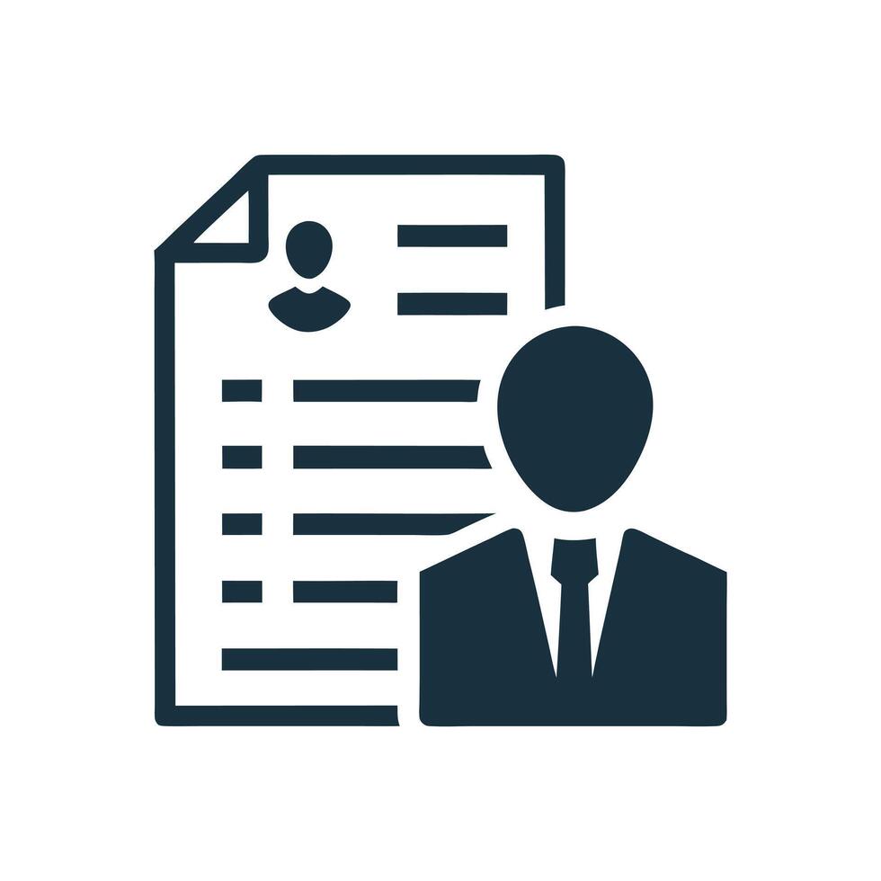 Clean CV Profile Icon in Flat Minimal Style vector