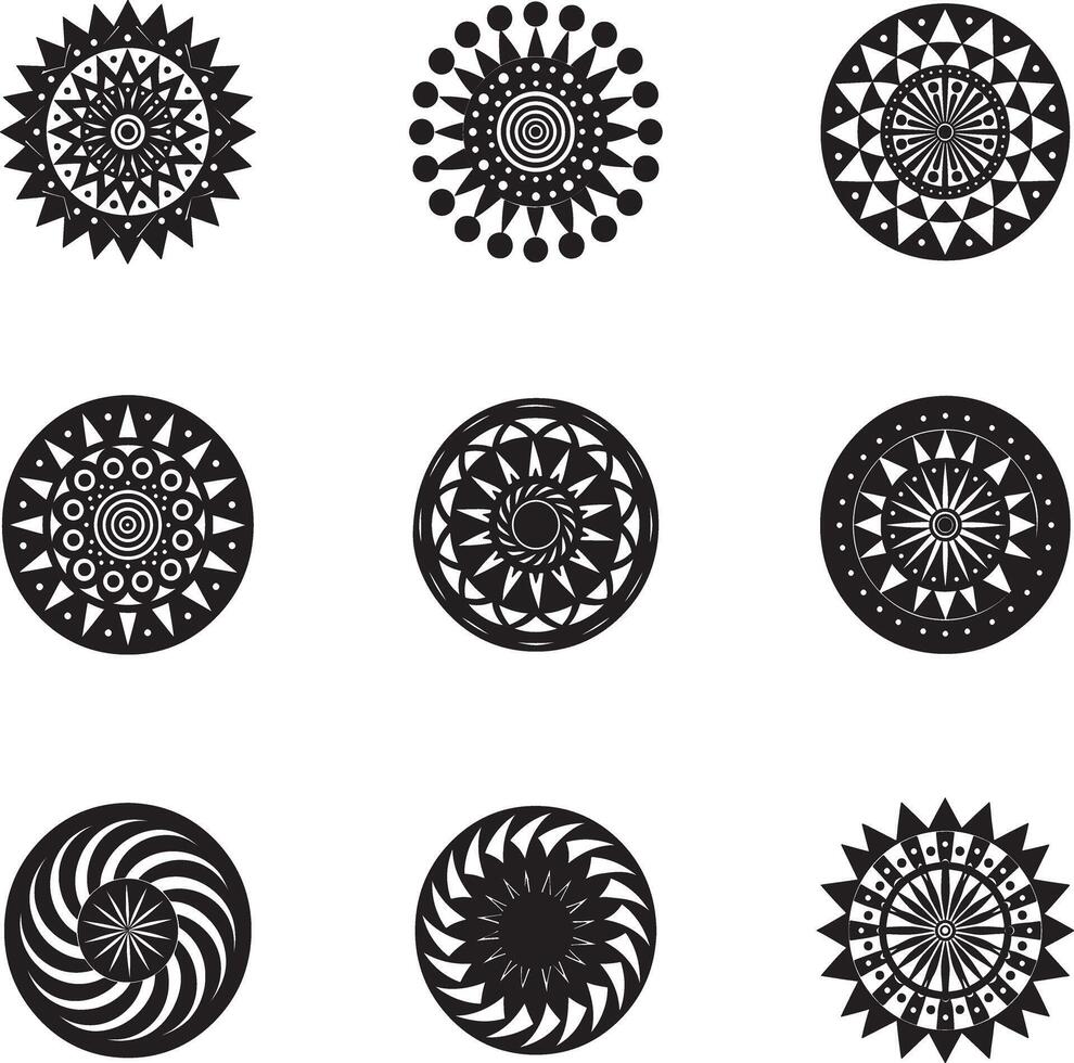 Modern Geometric Radial Patterns with Repeating Elements vector