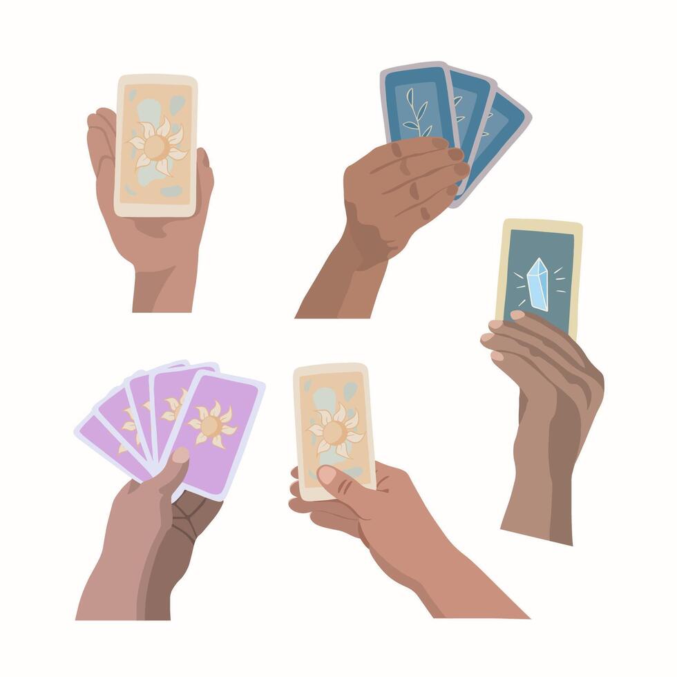 Illustration of a set of tarot card spreads. vector