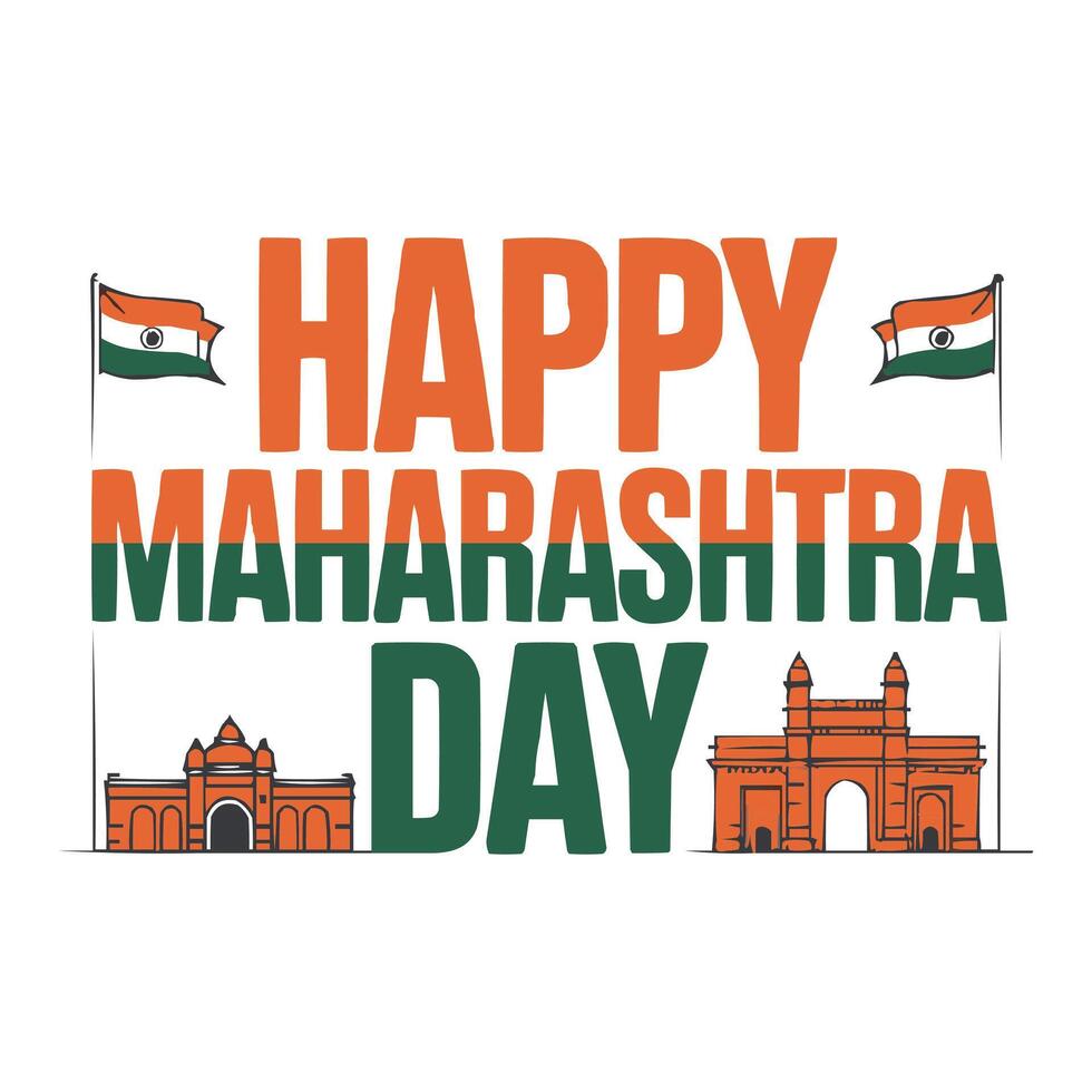 happy maharashtra day vintage illustration vector