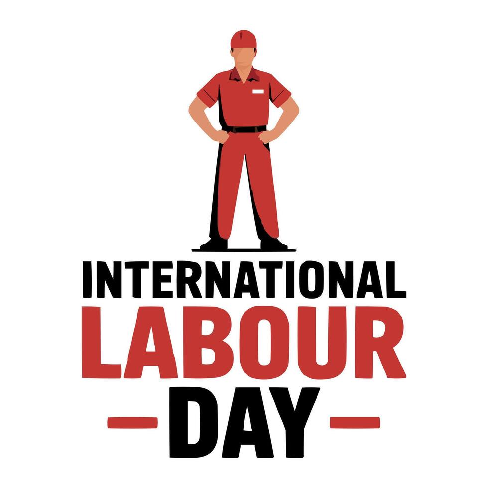 international labor day illustration with a man in red vector