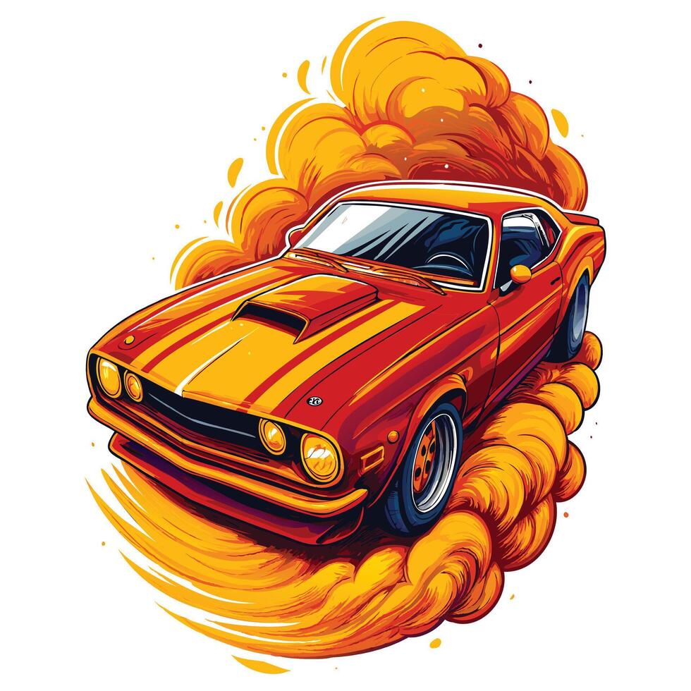 High-Speed Car Drift Illustration Design vector