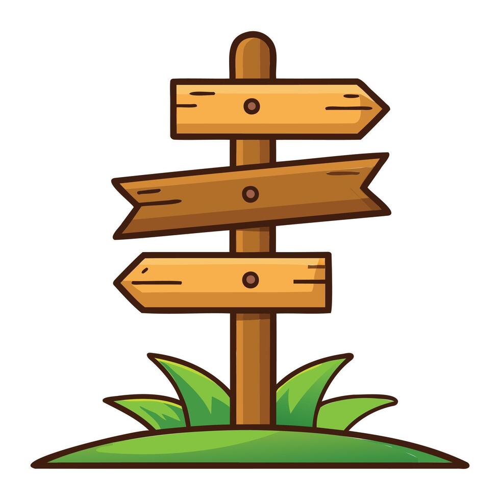 Directional Wooden Sign Board Icon Design vector