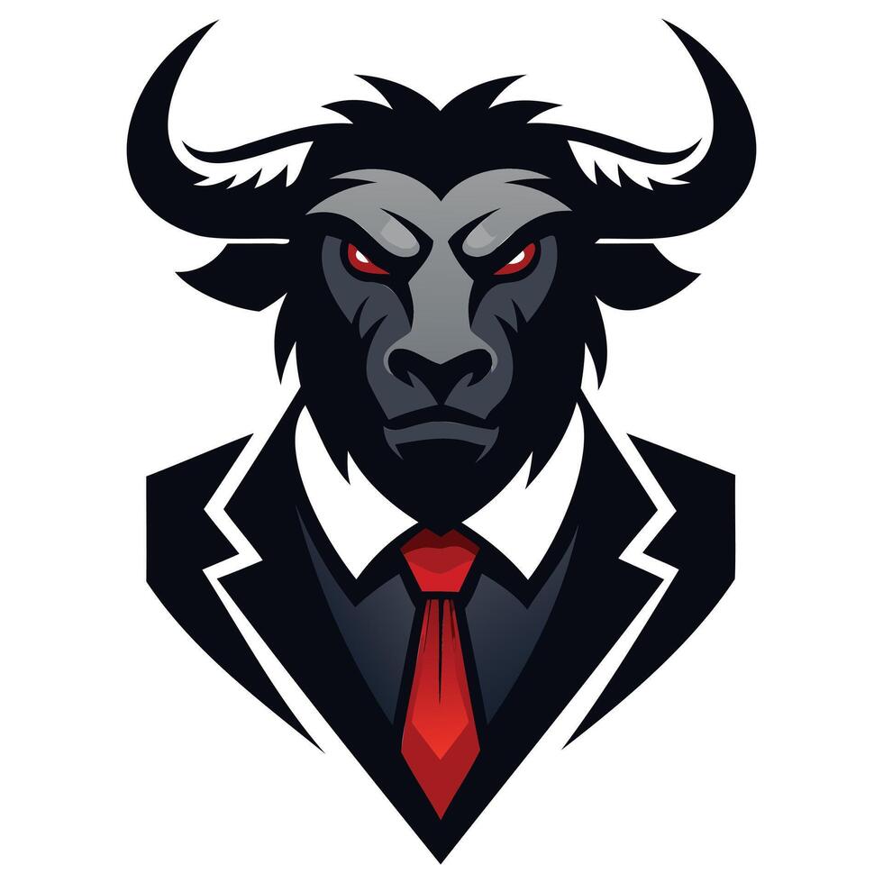 Aggressive Bull Mascot in Formal Attire vector