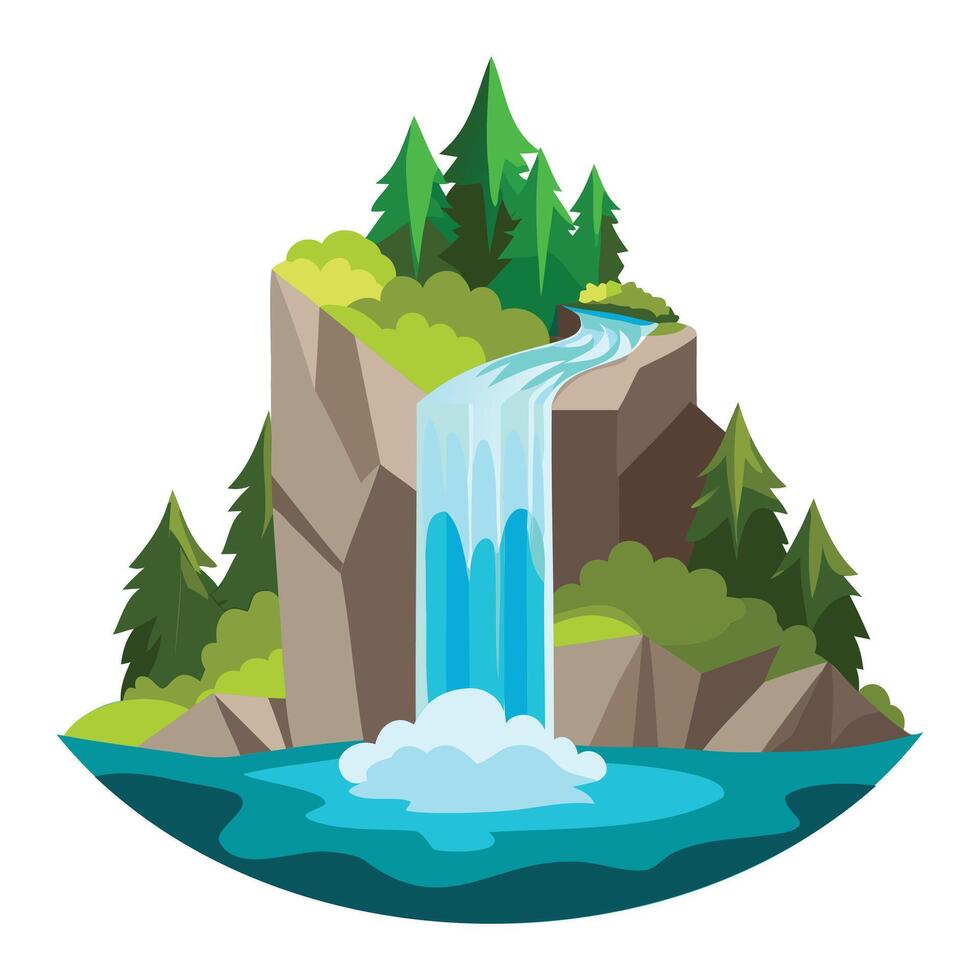 Beautiful Waterfall Flowing Design vector