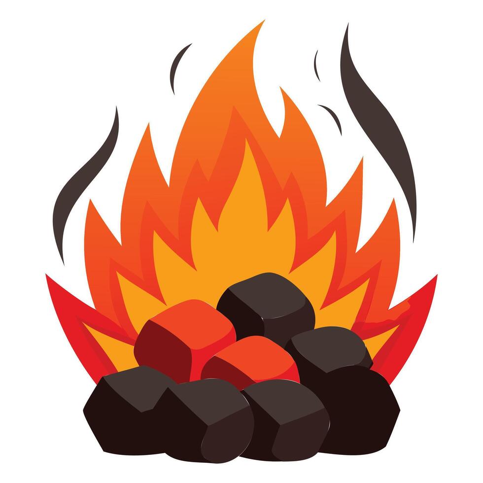 Smoldering Charcoal Burning Illustration Design vector