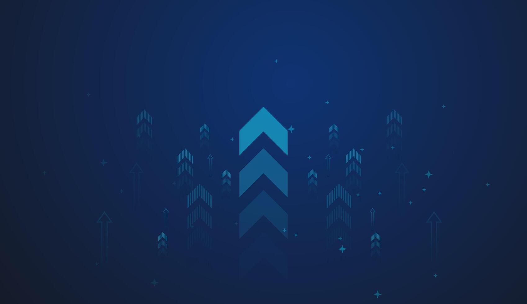 Up trend arrows ascending against a dark background symbolize rising market trends and bullish momentum in Forex trading concept illustration vector