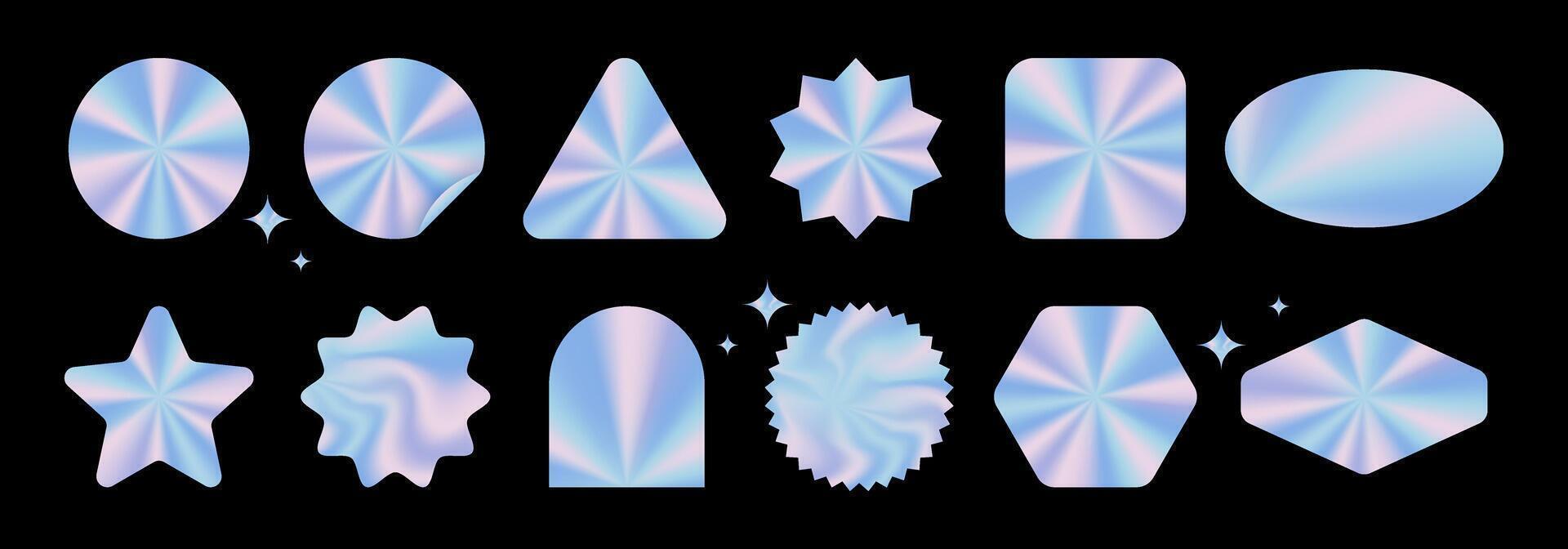 Collection of holographic stickers for sale. vector