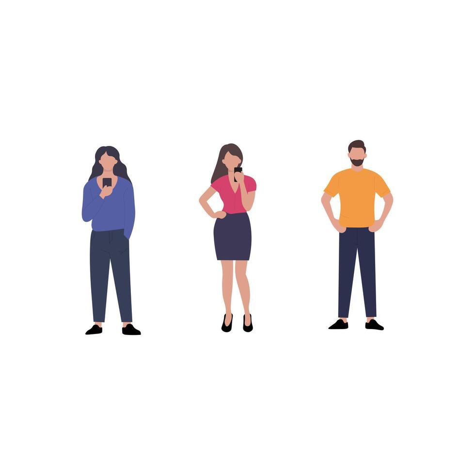 Diverse People Engaged in Mobile Device Use vector