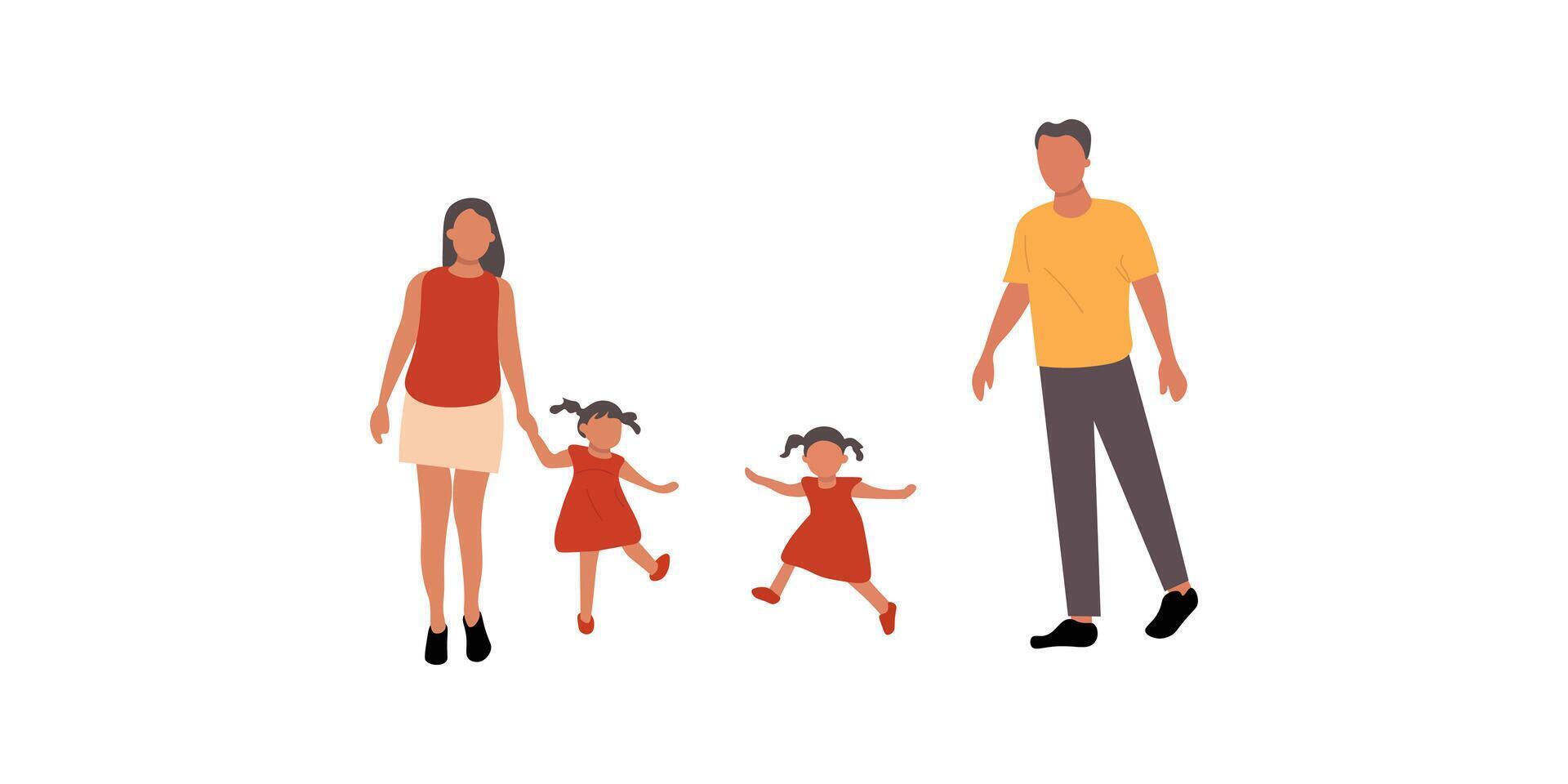 Happy Family of Four Enjoying a Day Out vector