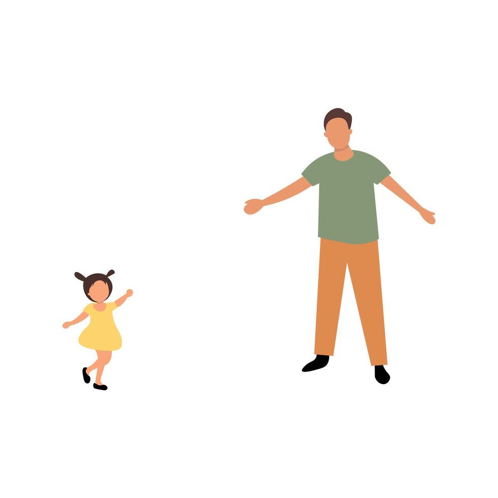Father and daughter playing, happy family interaction vector