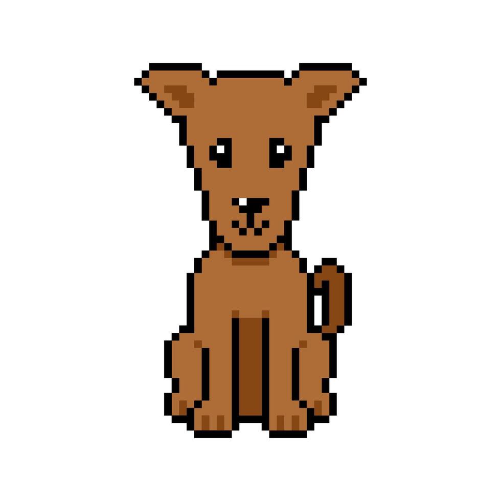 Pixel art cute greyhound dog in retro style for design. vector