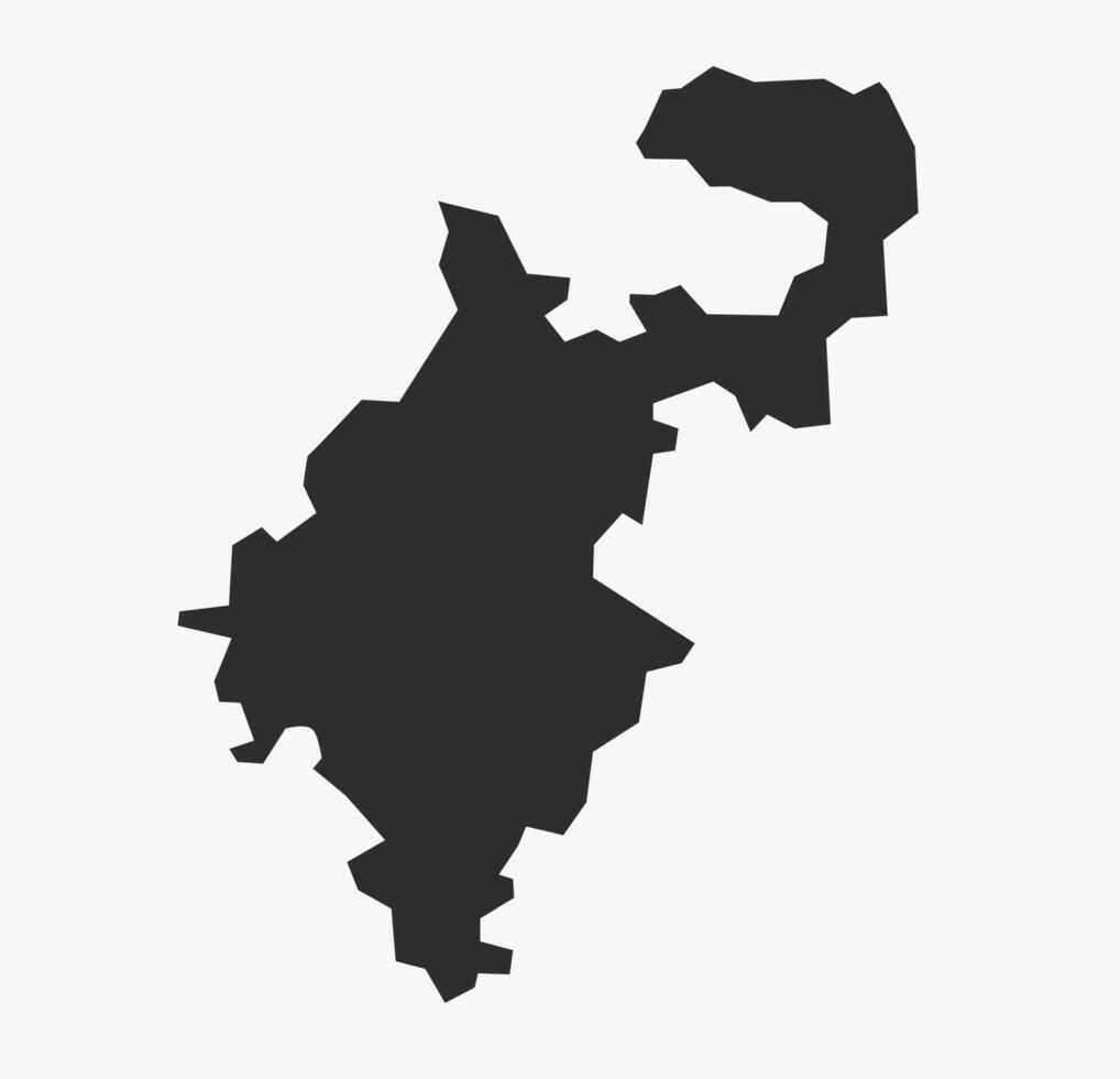 Flat Black Map of Nanded District, Maharashtra, India vector